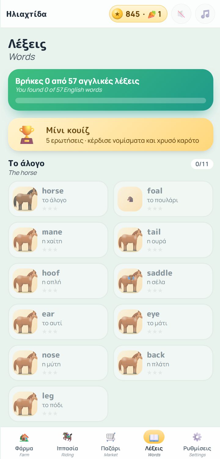 Το λεξικό με τις αγγλικές λέξεις